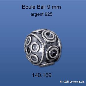 Intercalaire Boule Bali 9 mm, argent 925 antique