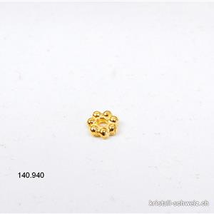 1 x mini Fleur percée 4,2 mm, Intercalaire en argent 925 doré