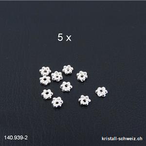 Lot 5 mini Fleurs percées 3,5 mm, Intercalaire en argent 925