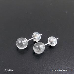 Clous d'oreilles Cristal de Roche boule 6 mm en argent 925