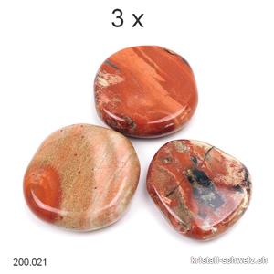 3 x Jaspe rouge-beige brèché 3,5 à 4,5 cm. L-XL