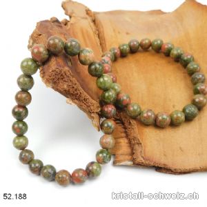 Armband Unakit - Epidot 8 - 9 mm / 18,5 cm. Grösse M