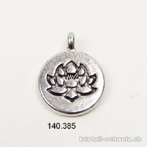 Charm Lotus aus Metall versilbert. Durch. 1,5 cm