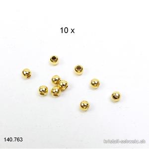 10 x Perles intercalaires ou cosses à écraser 2,5 mm Argent 925 plaqué or
