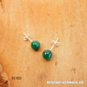 Ohrstecker Malachit, Kugel 6 mm an 925 Silber