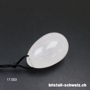 1 Ei YONI Bergkristall weiss 4,5 x 3 cm. Grösse L. Gebohrt. Sonderangebot