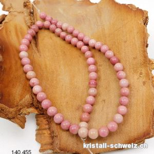 Strang Rhodonit rosa - beige 6,5 mm / 37,5 cm, ca. 56 Kugeln. Sonderangebot