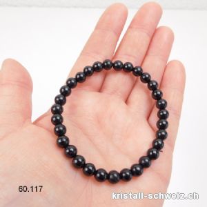 Armband Turmalin schwarz 6-6,5 mm / 18 cm. Gr. SM-M