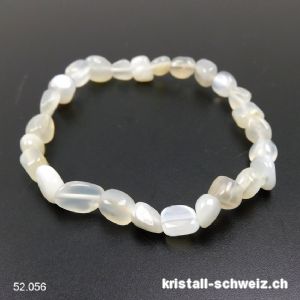 Armband Mondstein silber-creme, elastisch 17,5 cm. Grösse SM