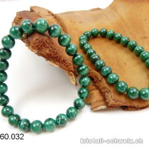 Armband Malachit 8 mm, elastisch 19-19,5 cm. A-Qual.