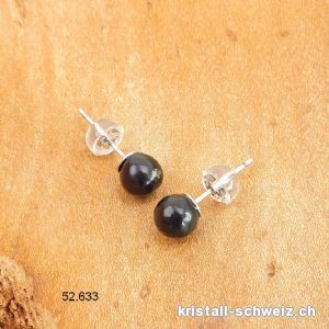 Ohrstecker Schungit Kugel 5 - 6 mm aus 925 Silber Rhodiniert. Sonderangebot