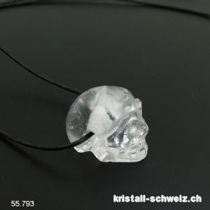 Bergkristall SCHÄDEL 3 cm gebohrt mit Lederband zum binden