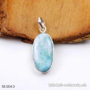 Anhänger Larimar 2,4 cm an Silberfassung. Unikat