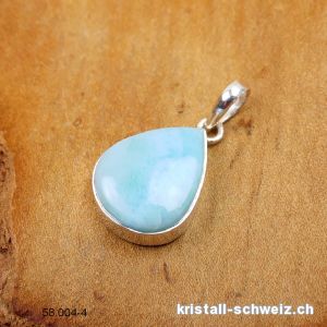 Anhänger Larimar 2 cm an Silberfassung. Unikat