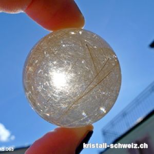 Kugel Rutil-Quarz 3,5 cm. Unikat 57 Gramm