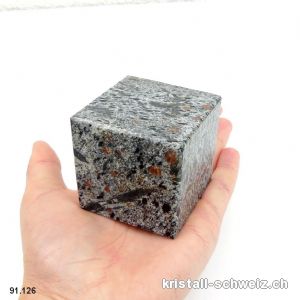 Granat Hornblende in Schiefer Matrix Würfel 5,2 x 5,2 cm. Unikat