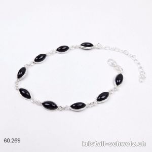 Armband Onyx schwarz aus 925 Silber. AA-Qual.