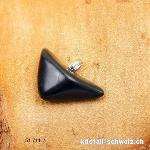 Anhänger Gagat - Jet 1,5 x 3 cm an Silberöse. Unikat