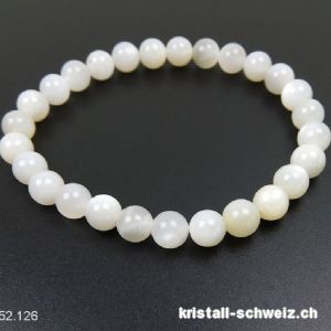 Armband Mondstein silber-creme 7 mm / 18 cm