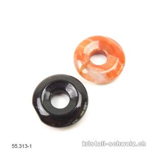 1 Onyx natur - 1 Karneol, Donut 1,5 cm. Sonderangebot