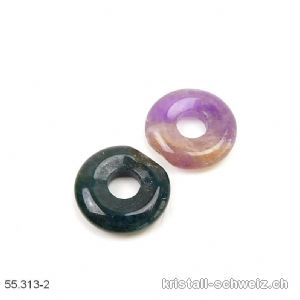 1 Amethyst - 1 Moosachat, Donut 1,5 cm. Sonderangebot