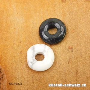 1 Onyx natur - 1 Magnesit, Donut 1,5 cm. Einzellos. Sonderangebot