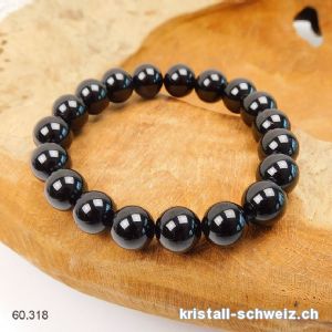 Armband Turmalin schwarz 10 mm, elastisch 18,5 cm