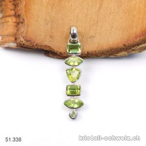 Anhänger Peridot - Olivin facettiert aus 925er Silber platiniert