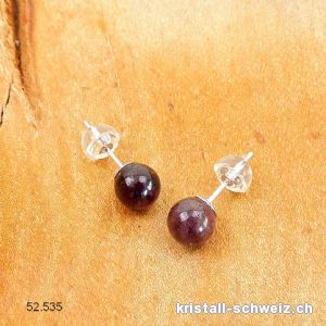 Ohrstecker Granat Kugel 6 mm aus 925 Silber