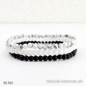 3 Armbänder - FITNESS - Onyx schwarz, Magnesit, Porzellan. Sonderangebot