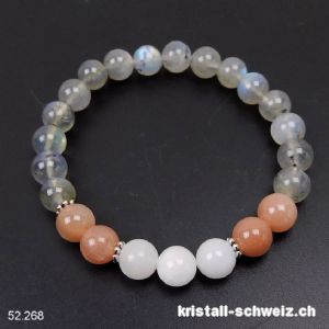 Armband Labradorit - Mondstein - Sonnenstein 8 mm / 18,5 - 19 cm