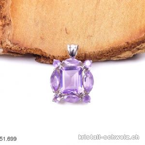 Anhänger Amethyst facettiert an 925er Silberfassung. Unikat