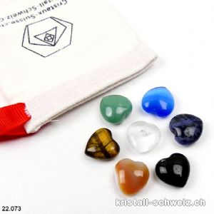 Chakra Reisebeutel mit 7 kleine Herzen 1,6 cm