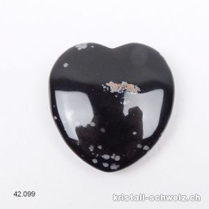 Herz Schneeflocken Obsidian flach 3,5 cm