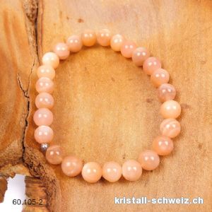 Armband Mondstein orange 8 mm / 19 cm. Unikat, A-Qual.