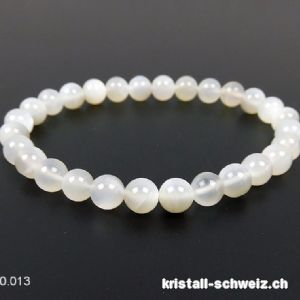 Armband Mondstein silber-creme 6,5 mm / 18 cm. A-Qual.