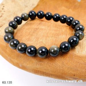 Armband Obsidian gold 10 mm / 21 cm. Grösse L