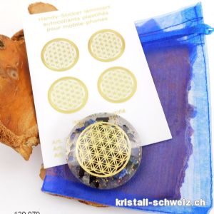 Set Thaler Orgonit u. Sticker Blume des Lebens. Sonderangebot