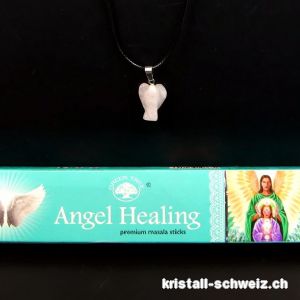 Set Räucherstäbchen Angel Healing u. Engel-Anhänger Rosenquarz