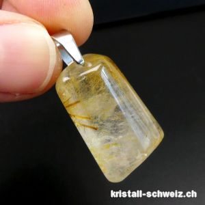 Anhänger Rutil Quarz mit Metallclip. Unikat