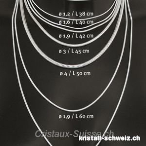 Schlangenkette rund aus 925 Silber, L. 38 cm