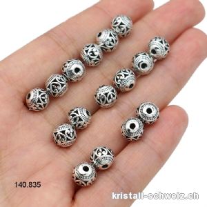 Zwischenteil antike Perle aus Metall versilbert 8 mm