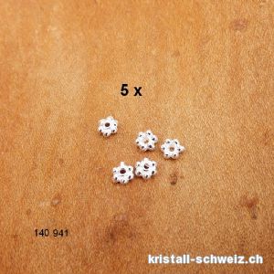 5 x mini Blumen 4 mm, Zwischenteil 925er Silber. Sonderangebot