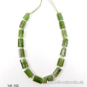Halb-Strang Kanada Jade, Röhrchen facettiert 8 - 10 x 5 - 6 mm / 19 cm, 16 Stücke. SONDERANGEBOT