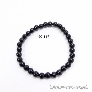 Armband Turmalin schwarz 6-6,5 mm / 18 cm. Gr. SM-M