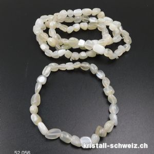 Armband Mondstein silber-creme, elastisch 17,5 cm. Grösse SM