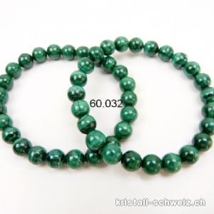 Armband Malachit 8 mm, elastisch 19-19,5 cm. A-Qual.