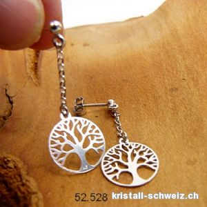 Ohrstecker Baum des Lebens aus 925er Silber rhodiniert, Paar