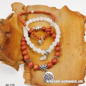 3 Armbänder DYNAMISMUS, Jaspis rot u. Jade weiss. SONDERANGEBOT