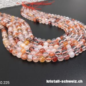 Strang Quarz Hämatoid rot 6 - 6,5 mm / 38 cm, ca. 60 Kugeln. Sonderangebot